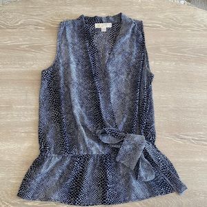 Michael Kors faux wrap sheer blouse